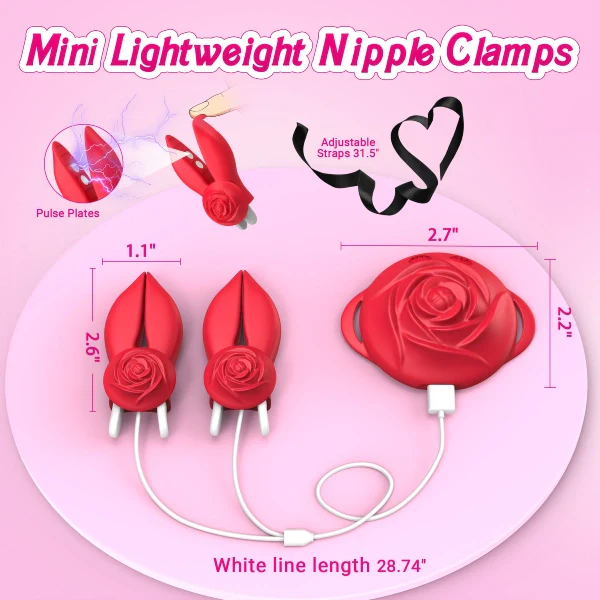 Miya: Rose Vibrating & E-Stim Nipple Clamps with Wearable Choker Controller - Image 5